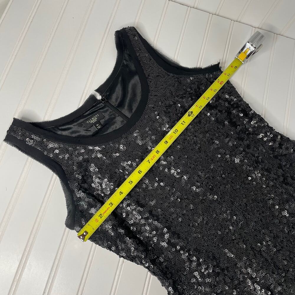 Talbots Women’s Black Sequin Cocktail Dress Back Zip Knee Length Size 4P - Picture 10 of 11